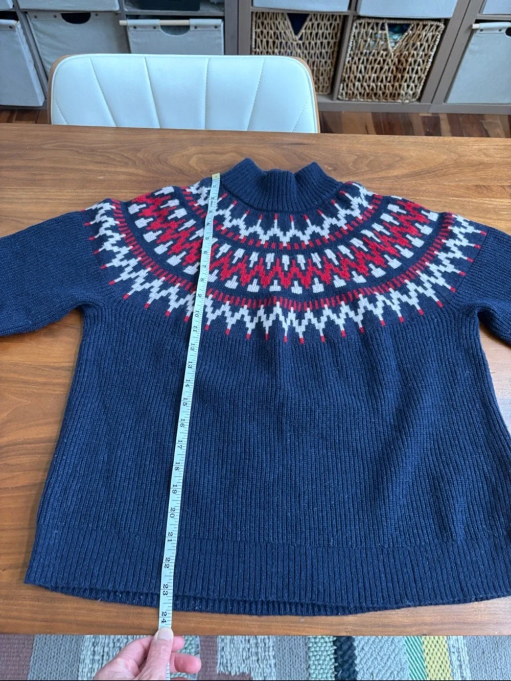 J Crew Navy Fair Isle Mockneck Sweater Size Medium BM179